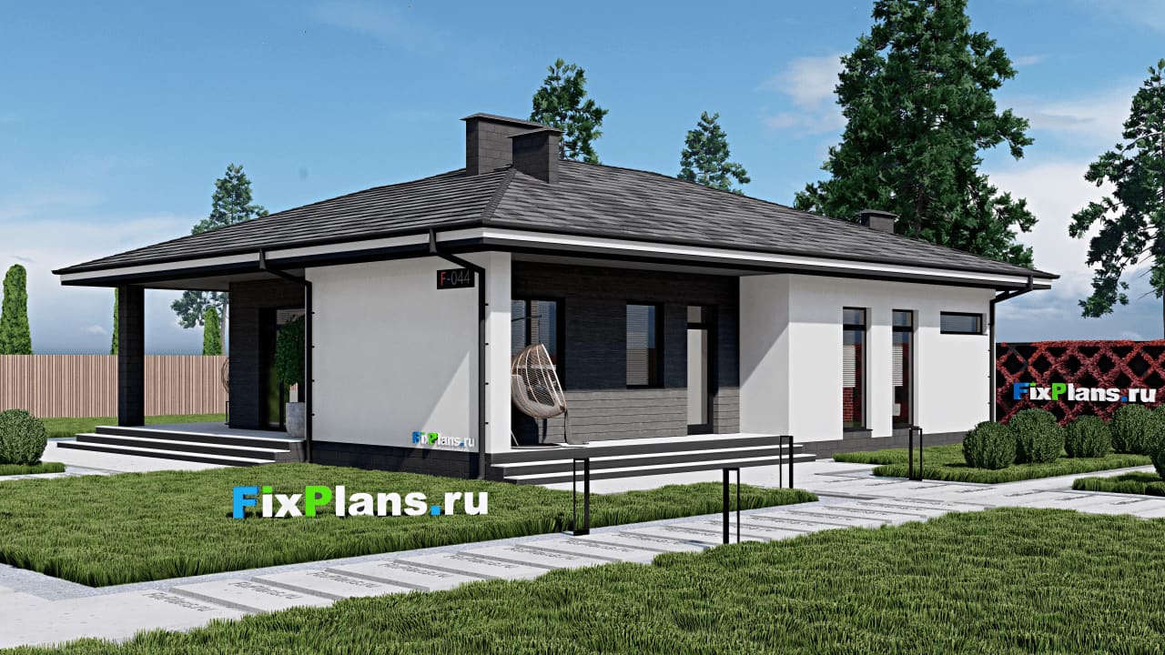Одноэтажный дом F-0044 — фасад