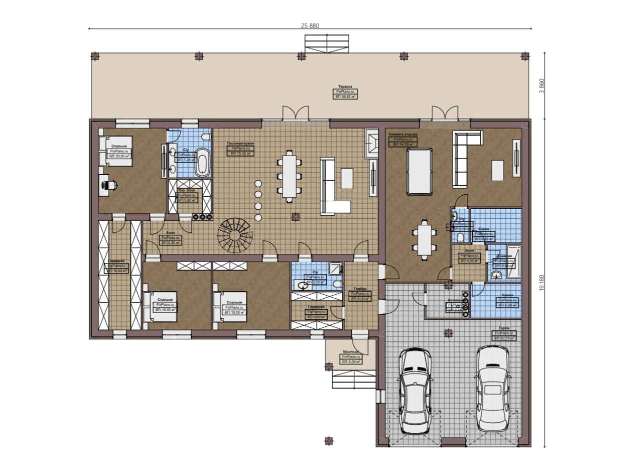 Планировка Одноэтажный дом F-4364