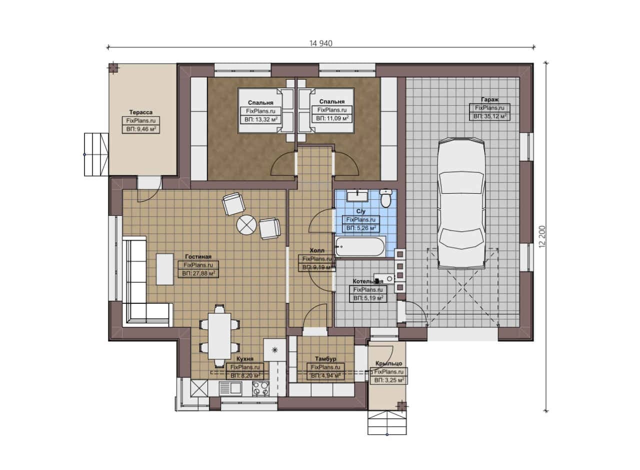 Планировка Одноэтажный дом F - 2105